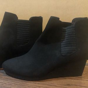 Dr scholls shoes black wedge work bootie comfy